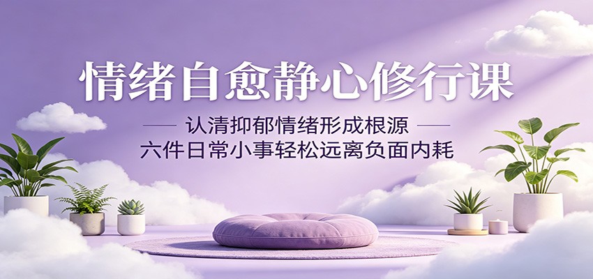 情绪自愈静心修行课：认清抑郁情绪形成根源，六件日常小事轻松远离负面内耗-知享资源网