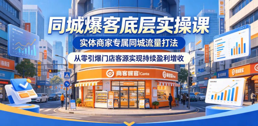 同城爆客底层实操课，实体商家专属同城流量打法，从零引爆门店客源实现持续盈利增收-知享资源网