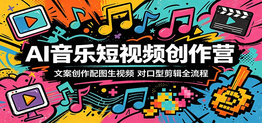 AI音乐短视频创作营：文案创作配图生视频，对口型剪辑全流程-知享资源网