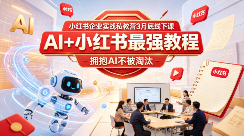 小红书企业实战私教营3月底线下课，AI+小红书最强教程，拥抱AI不被淘汰-知享资源网