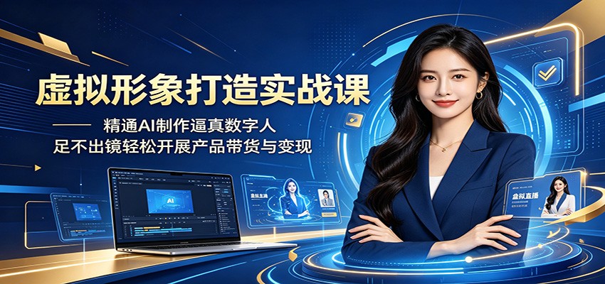虚拟形象打造实战课：精通AI制作逼真数字人，足不出镜轻松开展产品带货与变现-知享资源网