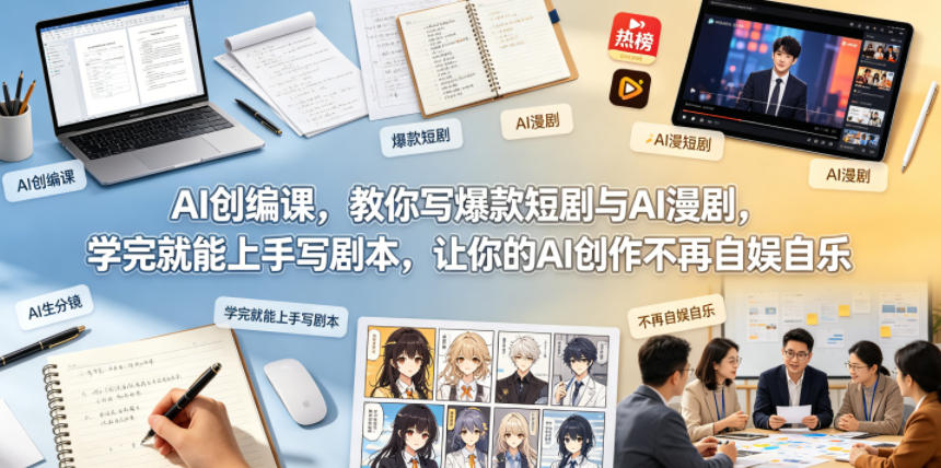 AI创编课，教你写爆款短剧与AI漫剧，学完就能上手写剧本，让你的AI创作不再自娱自乐-知享资源网