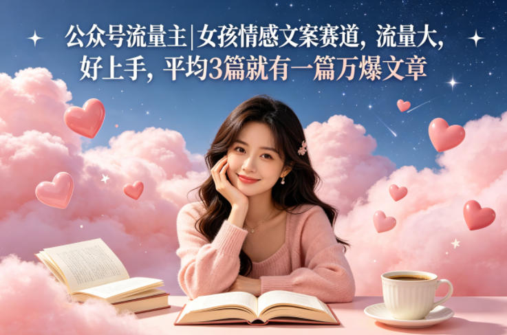 公众号流量主女孩情感文案赛道，流量大，好上手，平均3篇就有一篇万爆文章-知享资源网