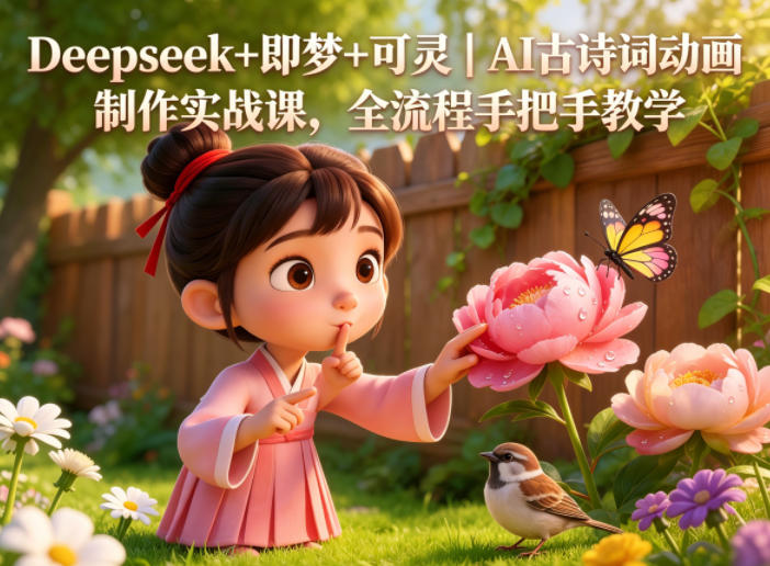 Deepseek+即梦+可灵｜AI古诗词动画制作实战课，全流程手把手教学-知享资源网