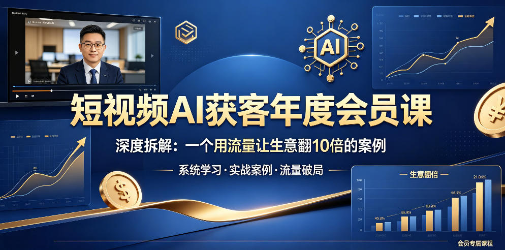 短视频AI获客年度会员课，深度拆解，一个用流量让生意翻10倍的案例-知享资源网