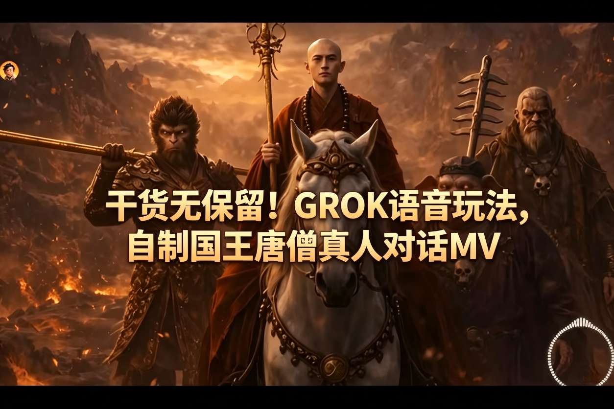 干货无保留！GROK语音玩法，自制国王唐僧真人对话MV-知享资源网