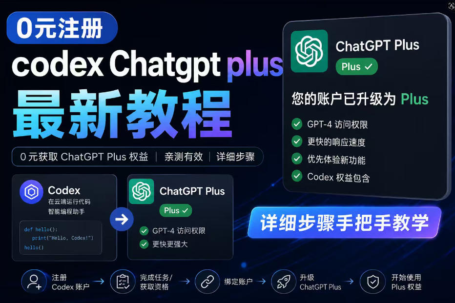 0元全自动注册codex gpt plus最新教程，0元获取GPT Plus权益，手把手详细教学-知享资源网