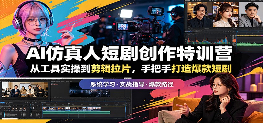 AI仿真人短剧创作特训营：从工具实操到剪辑拉片，手把手打造爆款短剧-知享资源网