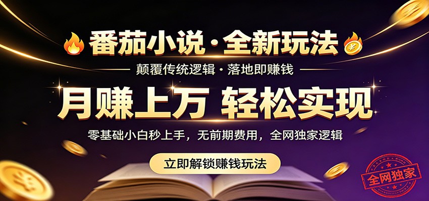 番茄小说5月最新独家玩法，稳定落地实测月入过万！-知享资源网