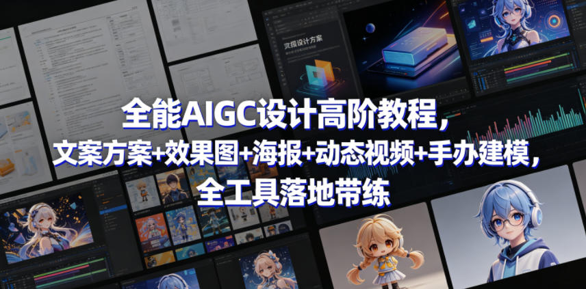 全能AIGC设计高阶教程，文案方案+效果图+海报+动态视频+手办建模，全工具落地带练-知享资源网