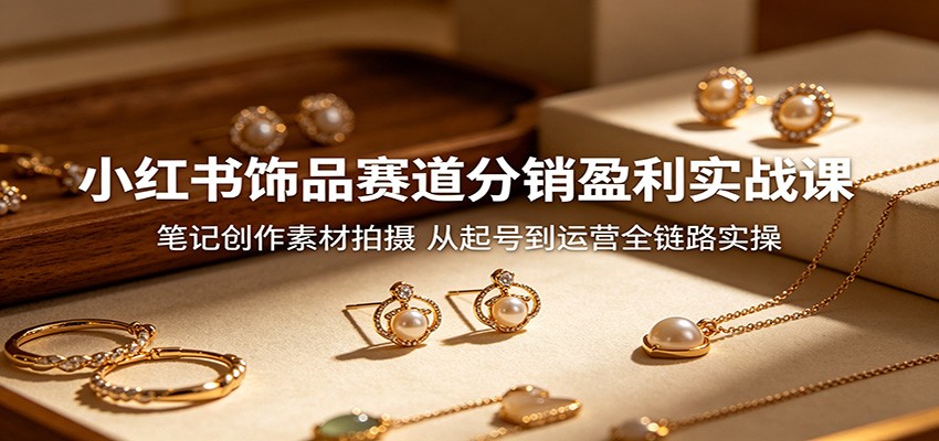 小红书饰品赛道分销盈利实战课：笔记创作素材拍摄，从起号到运营全链路实操-知享资源网