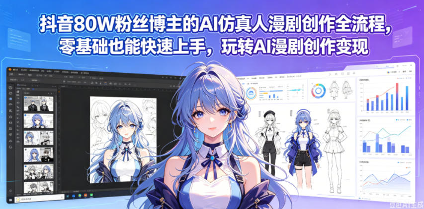 抖音80W粉丝博主的AI仿真人漫剧创作全流程，零基础也能快速上手，玩转AI漫剧创作变现-知享资源网