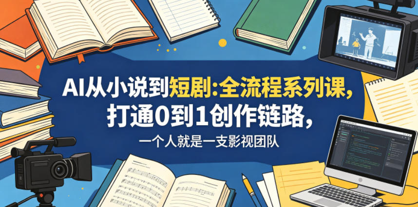 AI从小说到短剧全流程系列课，打通0到1创作链路，一个人就是一支影视团队-知享资源网