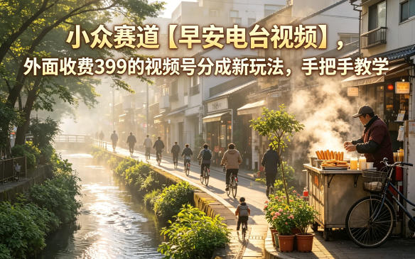 小众赛道【早安电台视频】，外面收费399的视频号分成新玩法，手把手教学-知享资源网