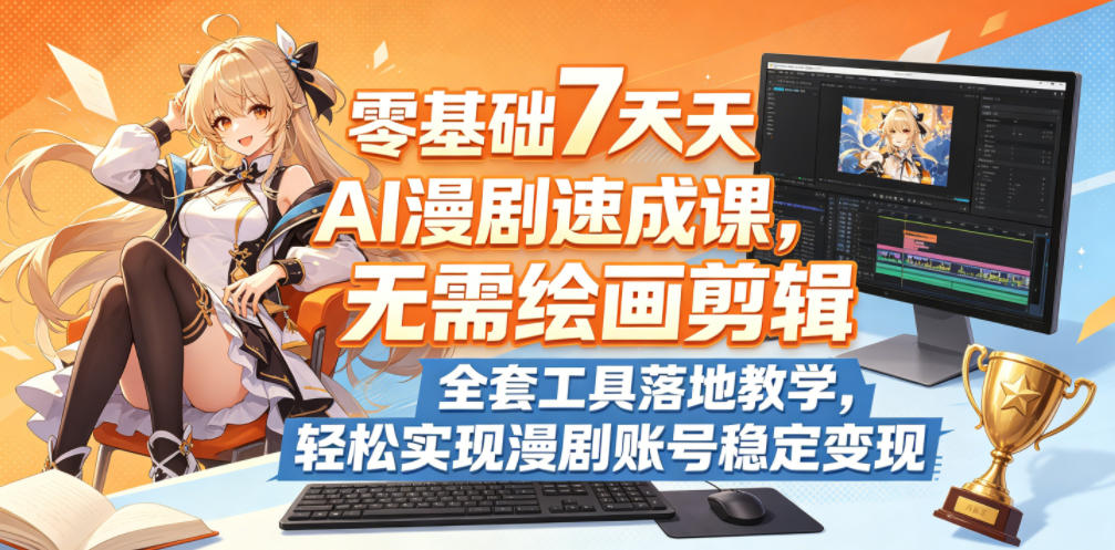 零基础7天AI漫剧速成课，无需绘画剪辑，全套工具落地教学，轻松实现漫剧账号稳定变现-知享资源网