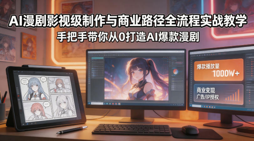 AI漫剧影视级制作与商业路径全流程实战教学，手带你从0打造AI爆款漫剧-知享资源网