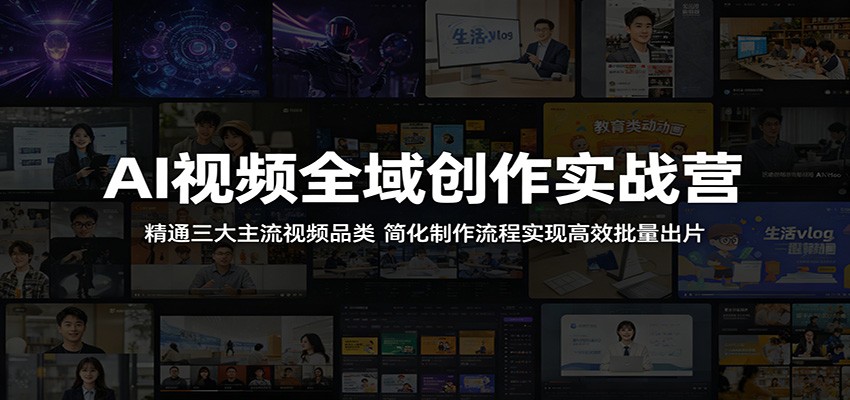 AI视频全域创作实战营：精通三大主流视频品类，简化制作流程实现高效批量出片-知享资源网