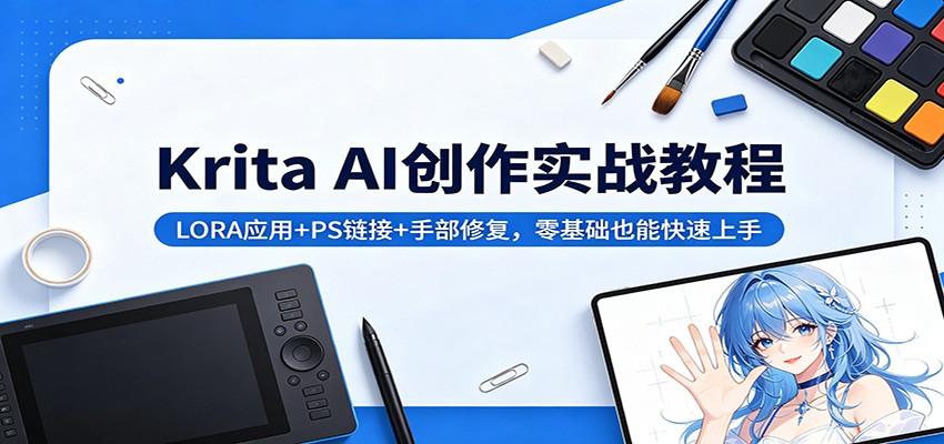 Krita AI创作实战教程：LORA应用+PS链接+手部修复，零基础也能快速上手-知享资源网