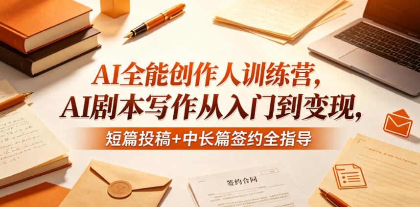 AI全能创作人训练营，AI剧本写作从入门到变现，短篇投稿+中长篇签约全指导-知享资源网