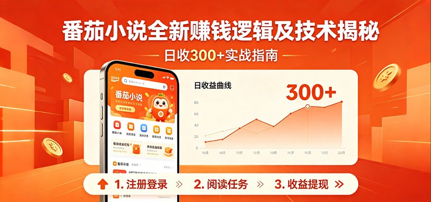 番茄小说全新赚钱逻辑及技术日收300+，小白新书皆可做！无脑赚就行了！-知享资源网