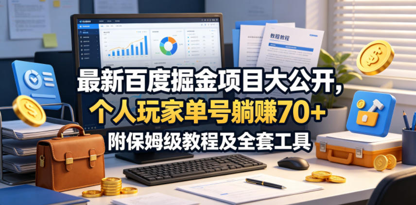 最新百度掘金项目大公开，个人玩家单号躺賺70+，附保姆级教程及全套工具【揭秘】-知享资源网