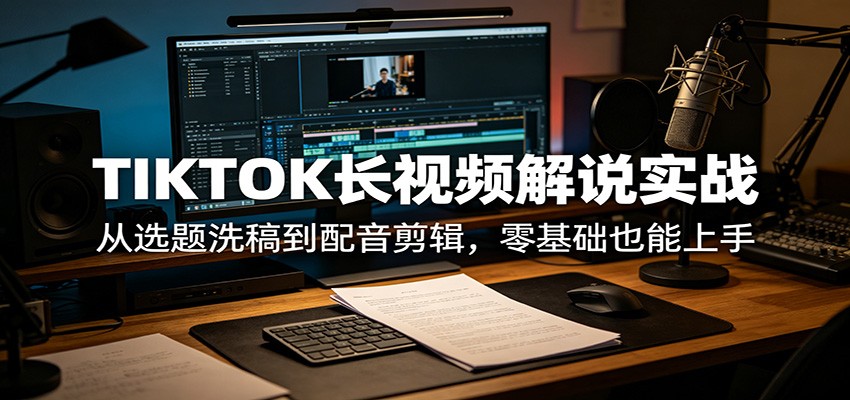 TIKTOK长视频解说实战：从选题洗稿到配音剪辑，零基础也能上手-知享资源网