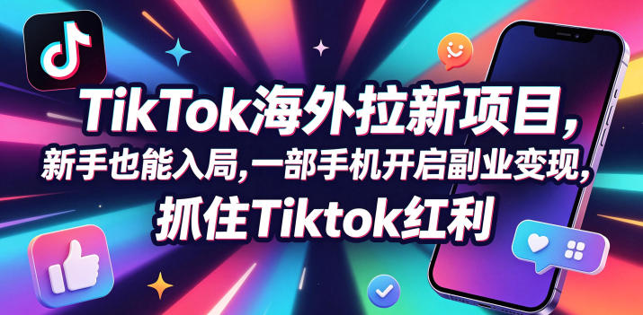 Tc联盟TikTok海外拉新项目，新手也能入局，一部手机开启副业变现，抓住Tiktok红利-知享资源网