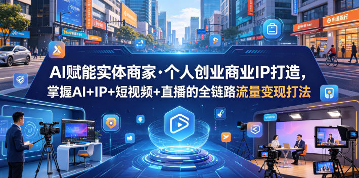 AI赋能实体商家·个人创业商业IP打造，掌握AI+IP+短视频+直播的全链路流量变现打法-知享资源网