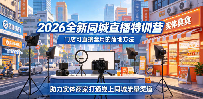 2026全新同城直播特训营，门店可直接套用的落地方法，助力实体商家打通线上同城流量渠道-知享资源网