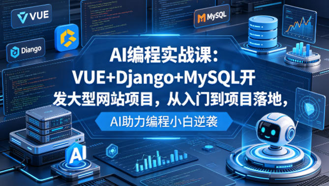 AI编程实战课：VUE+Django+MySQL开发大型网站项目，从入门到项目落地，AI助力编程小白逆袭-知享资源网