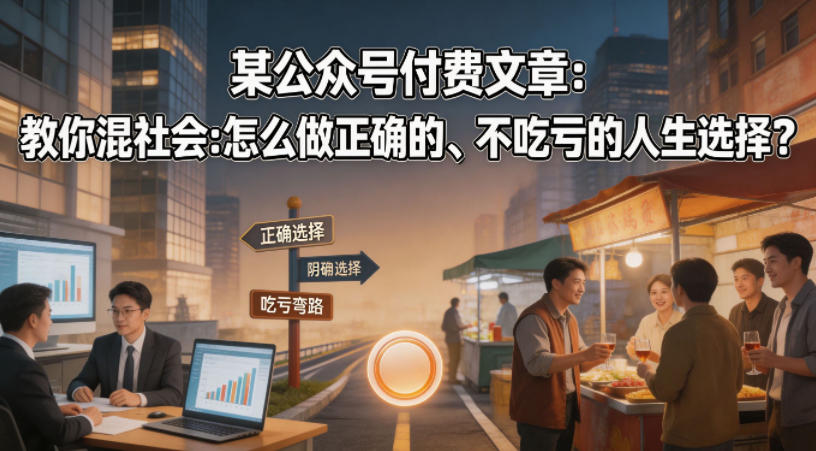 某公众号付费文章：教你混社会：怎么做正确的、不吃亏的人生选择？-知享资源网