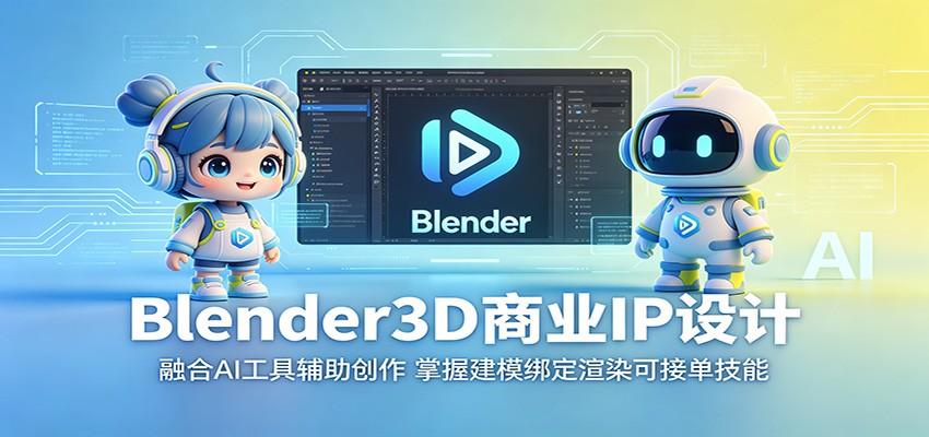 Blender3D商业IP设计：融合AI工具辅助创作，掌握建模绑定渲染可接单技能-知享资源网