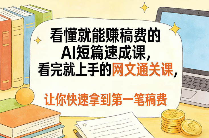 看懂就能賺稿费的AI短篇速成课，看完就上手的网文通关课，让你快速拿到第一笔稿费（更新5月）-知享资源网