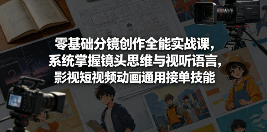 零基础分镜创作全能实战课，系统掌握镜头思维与视听语言，影视短视频动画通用接单技能-知享资源网