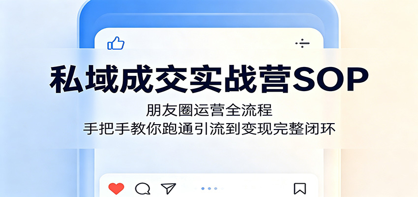私域成交实战营SOP：朋友圈运营全流程，手把手教你跑通引流到变现完整闭环-知享资源网