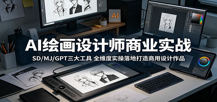 AI绘画设计师商业实战：SD/MJ/GPT三大工具，全维度实操落地打造商用设计作品-知享资源网