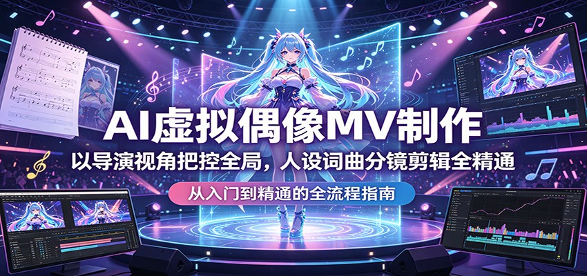 AI虚拟偶像MV制作：以导演视角把控全局，人设词曲分镜剪辑全精通-知享资源网