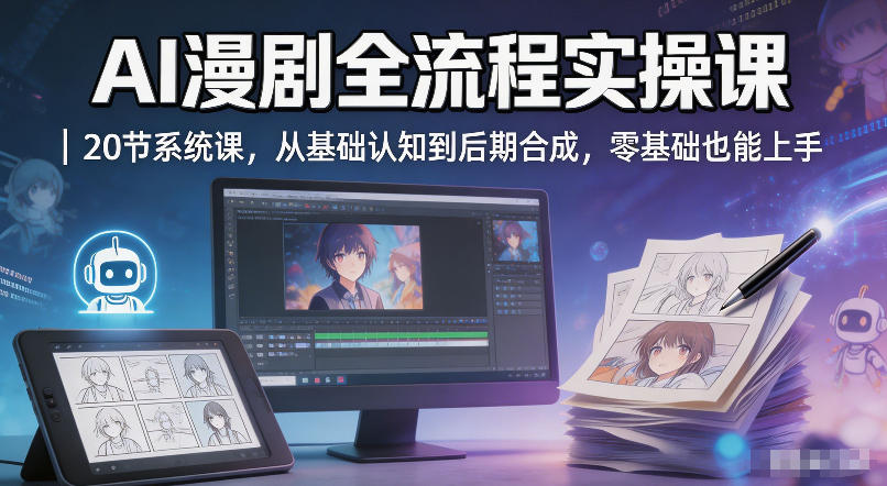 AI漫剧全流程实操课｜20节系统课，从基础认知到后期合成，零基础也能上手-知享资源网