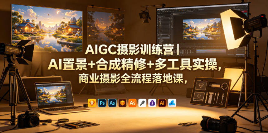 AIGC摄影训练营｜AI置景+合成精修+多工具实操，商业摄影全流程落地课-知享资源网