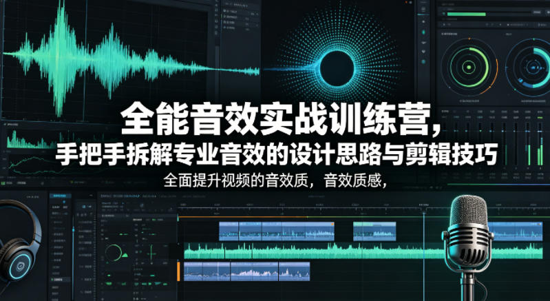 全能音效实战训练营，手把手拆解专业音效的设计思路与剪辑技巧，全面提升视频的音效质感-知享资源网