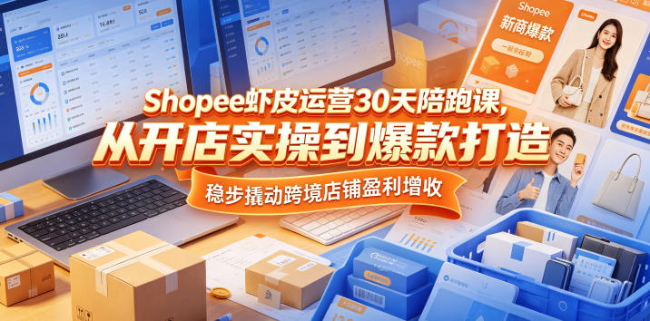 Shopee虾皮运营30天陪跑课，从开店实操到爆款打造，稳步撬动跨境店铺盈利增收-知享资源网
