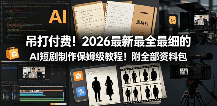 吊打付费！2026最新最全最细的AI短剧制作保姆级教程！附全部资料包-知享资源网