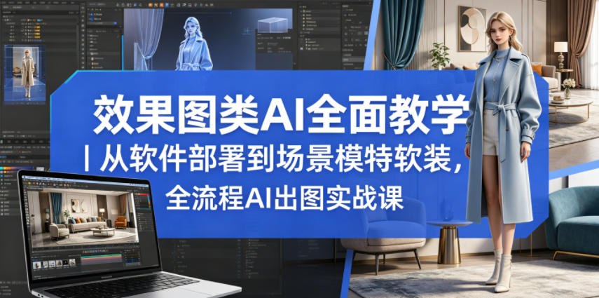 效果图类AI全面教学｜从软件部署到场景模特软装，全流程AI出图实战课-知享资源网