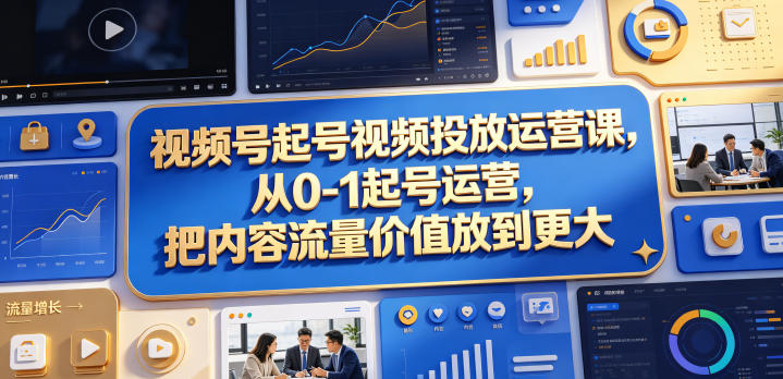 视频号起号视频投放运营课，从0-1起号运营，把内容流量价值放到更大-知享资源网