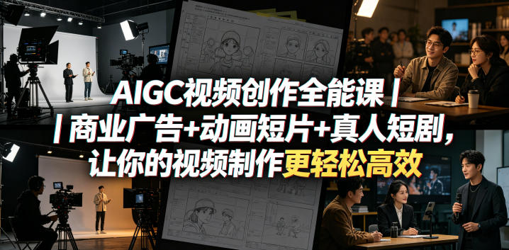AIGC视频创作全能课｜商业广告+动画短片+真人短剧，让你的视频制作更轻松高效-知享资源网