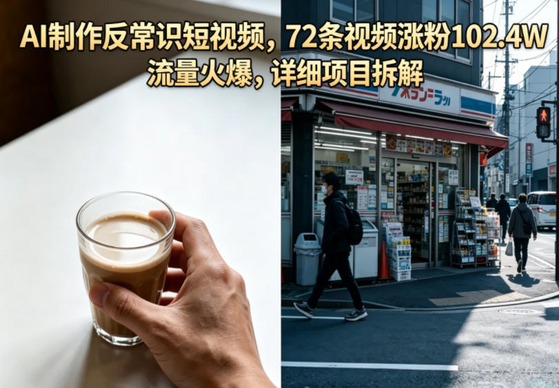 AI制作反常识短视频，72条视频涨粉102.4W，流量火爆，详细项目拆解-知享资源网