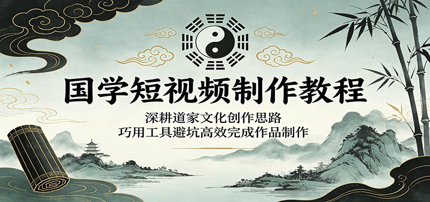 国学短视频制作教程:深耕道家文化创作思路,巧用工具避坑高效完成作品制作-知享资源网