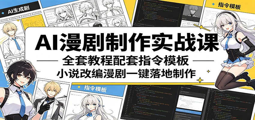 AI漫剧制作实战课：全套教程配套指令模板，小说改编漫剧一键落地制作-知享资源网
