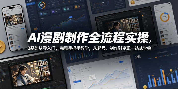 AI漫剧制作全流程实操，0基础从零入门，完整手把手教学，从起号、制作到变现一站式学会-知享资源网