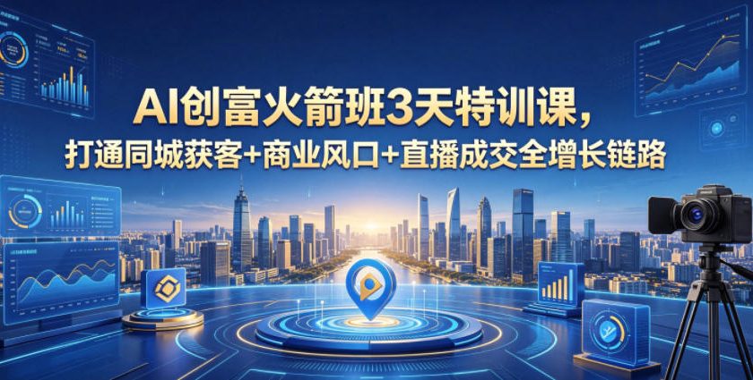 AI创富火箭班3天特训课，打通同城获客+商业风口+直播成交全增长链路，2026年4月新课-知享资源网